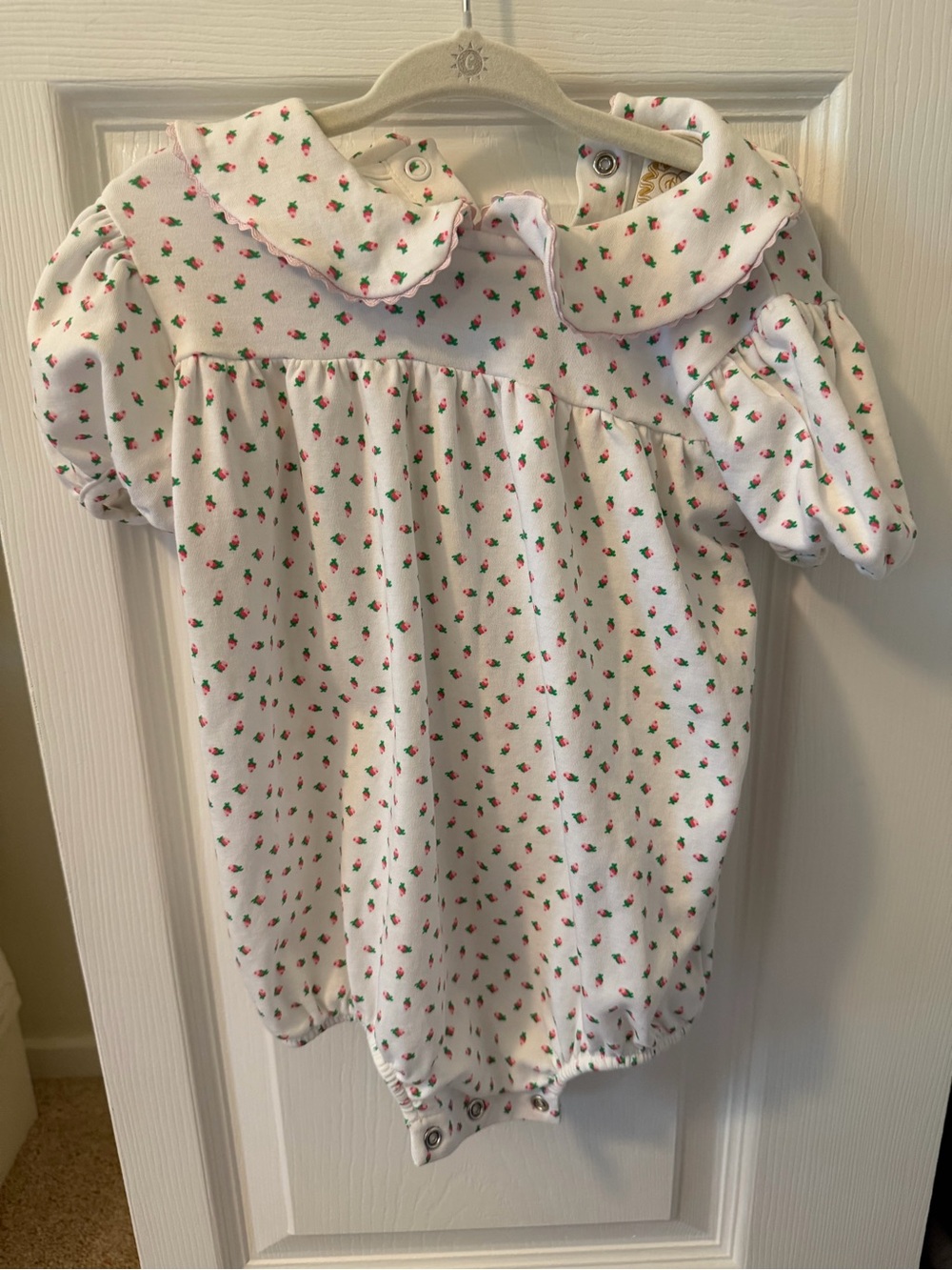 The Beaufort Bonnet Company White One-Piece with Red and Green Floral Print